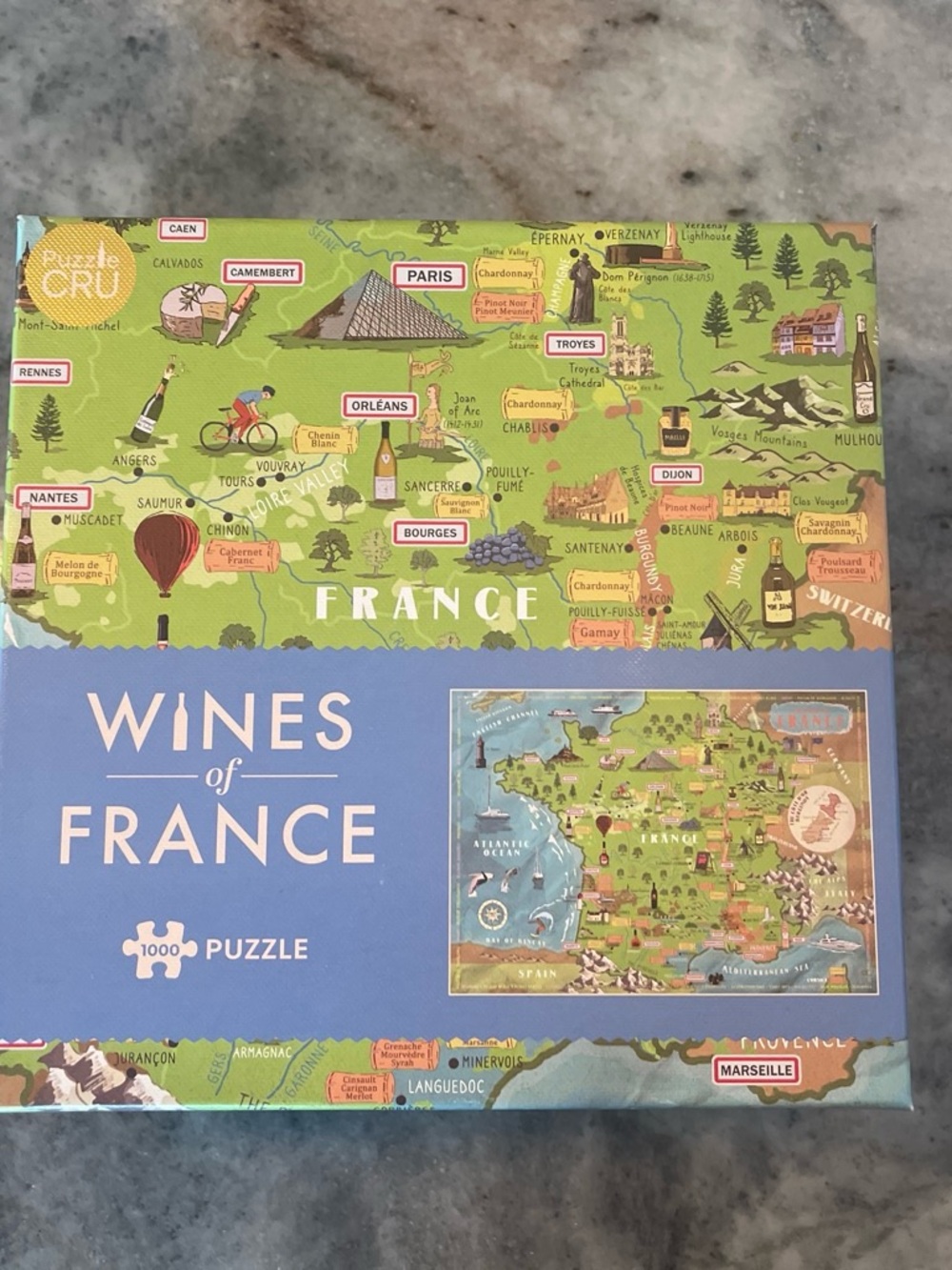 Wines of France 1000-Piece Puzzle - Green & Blue